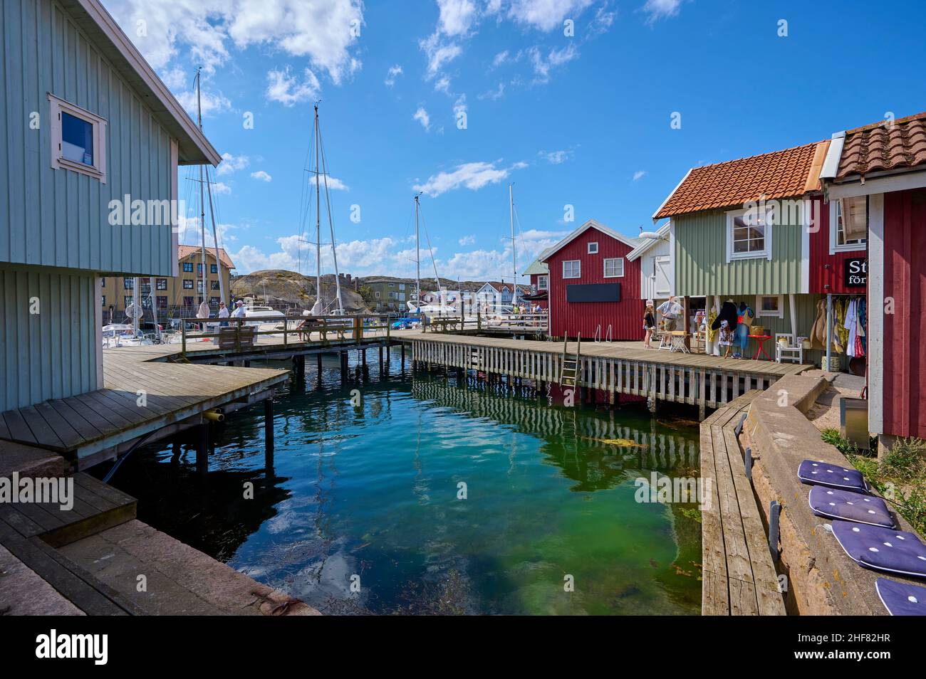 Colorful, houses, boats, summer, Smögenbryggan, Smögen, Skagerrak ...