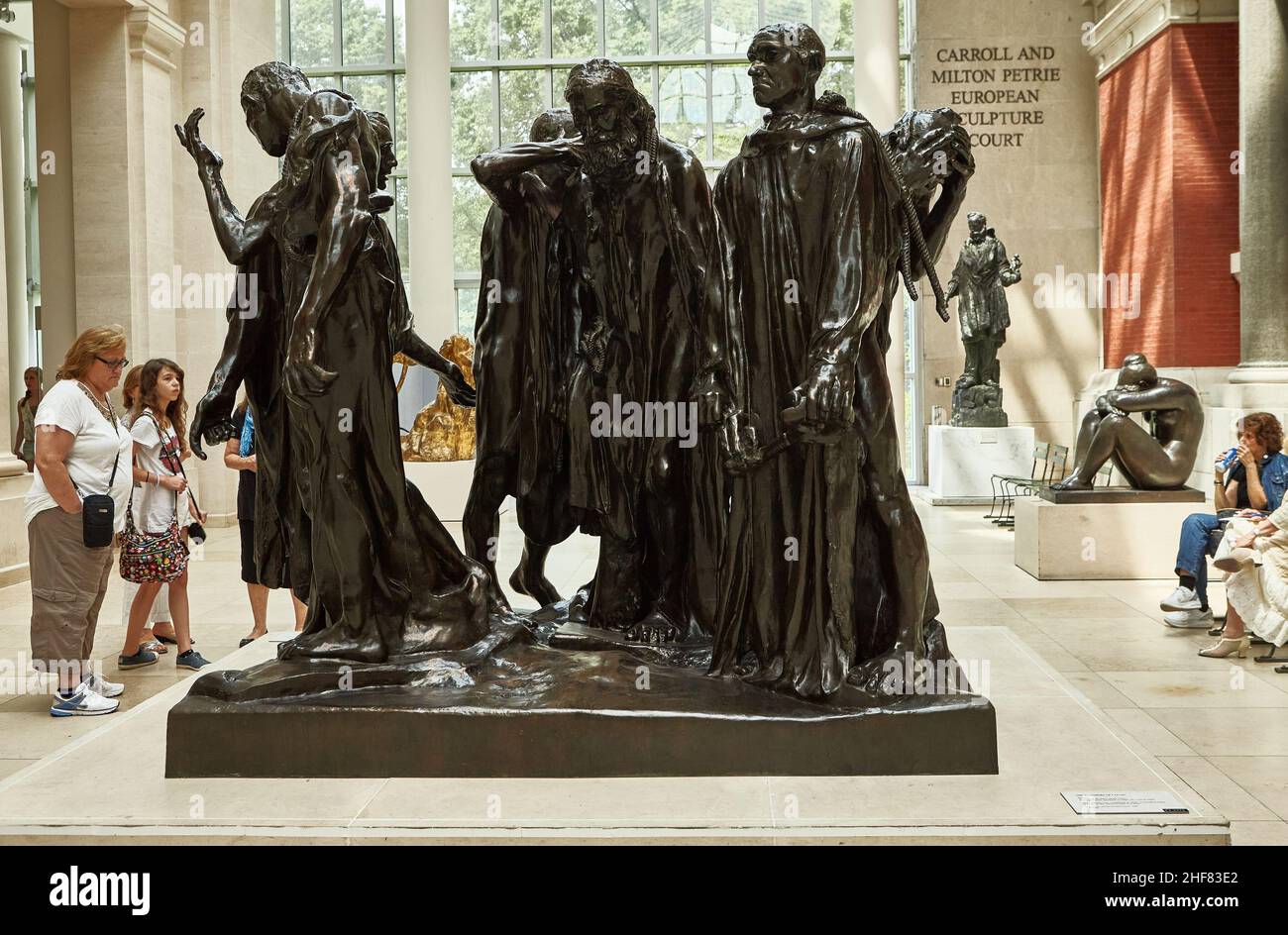 European Sculpture Court at the Metropolitan Museum of Art, NYC. Rodin Burghers of Calais Stock