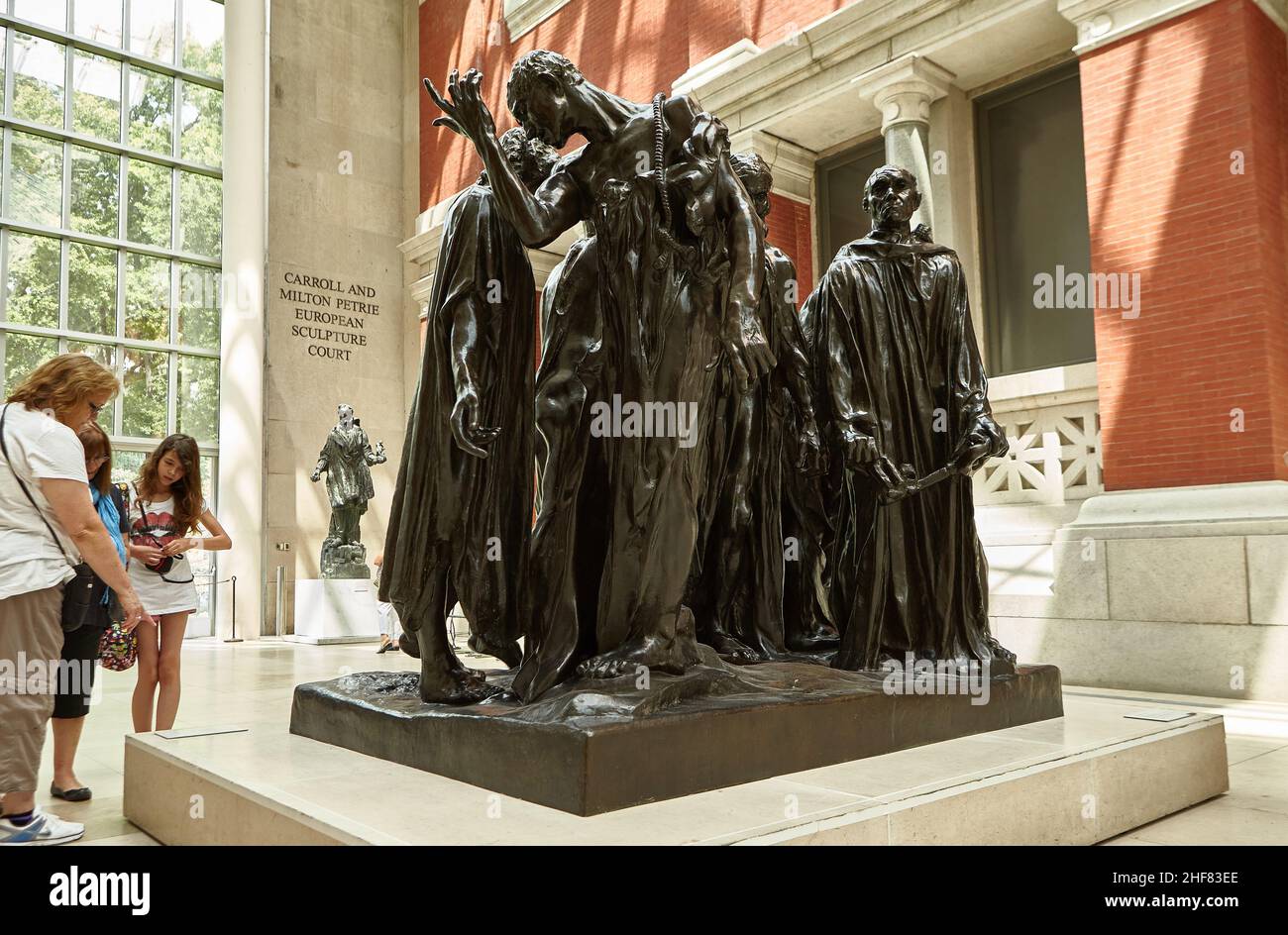European Sculpture Court at the Metropolitan Museum of Art, NYC. Rodin Burghers of Calais Stock