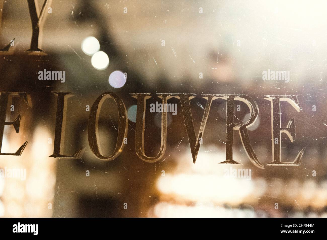 Paris,  Typo,  Louvre,  window,  letters,  design Stock Photo