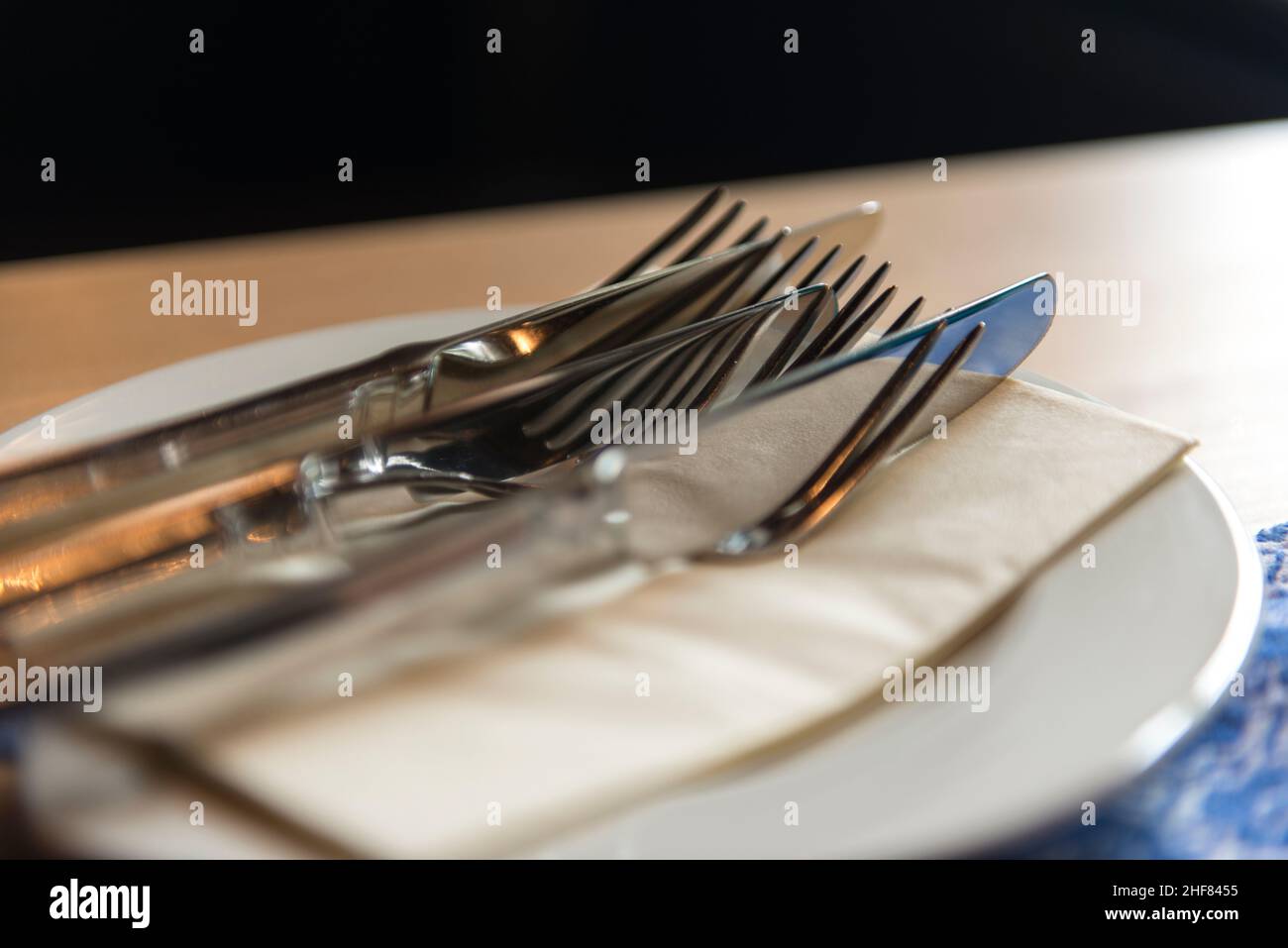 Cutlery,  restaurant,  paper napkin Stock Photo