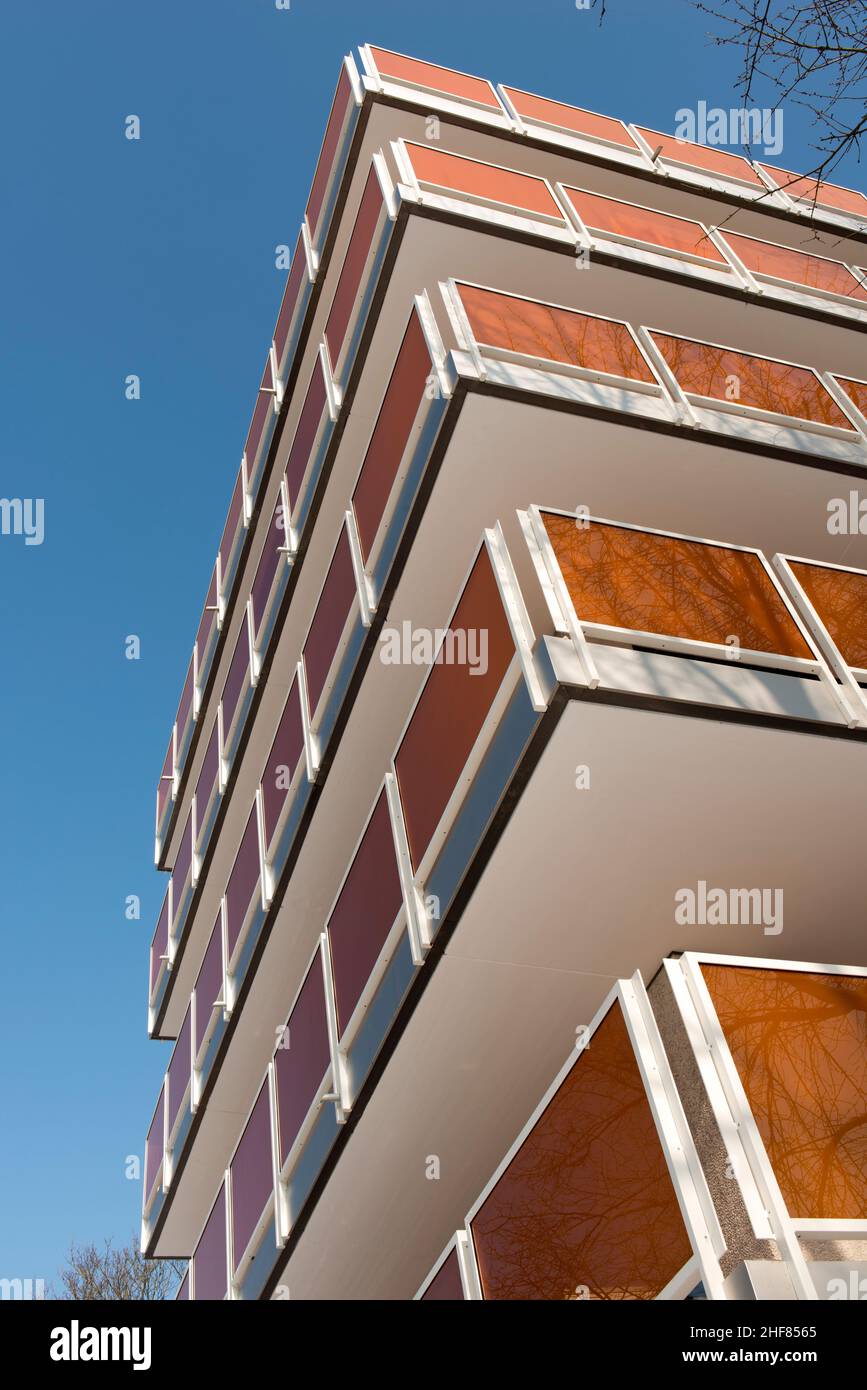 Residential building,  facades,  balconies,  colored Stock Photo