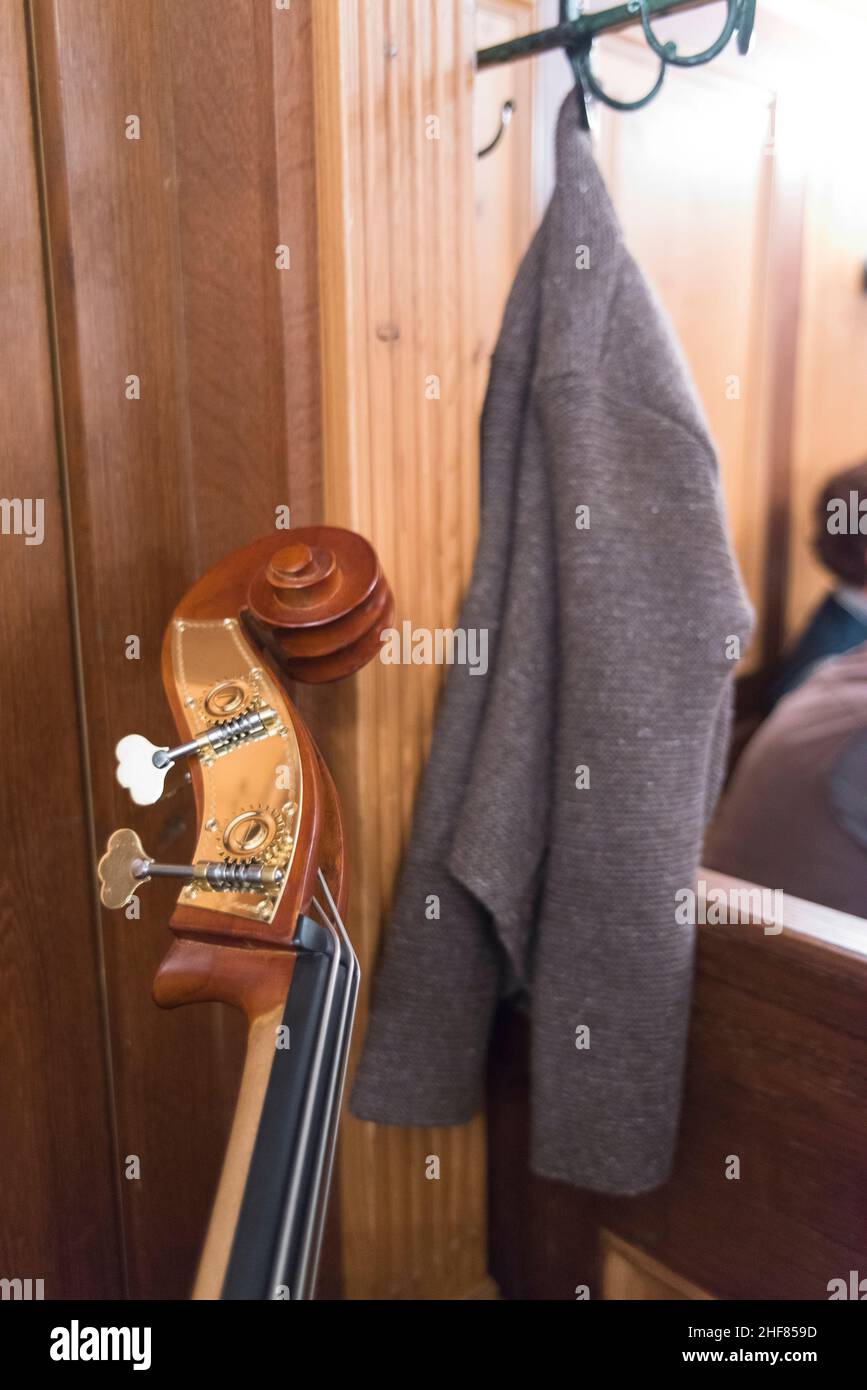 Musical instrument,  cloakroom,  jacket Stock Photo