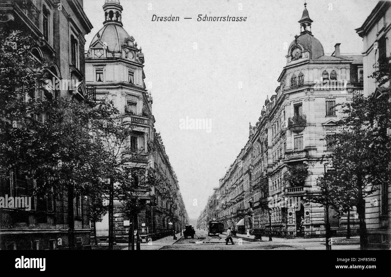 Schnorrstraße + Franklinstraße bella época Dresde. Stock Photo