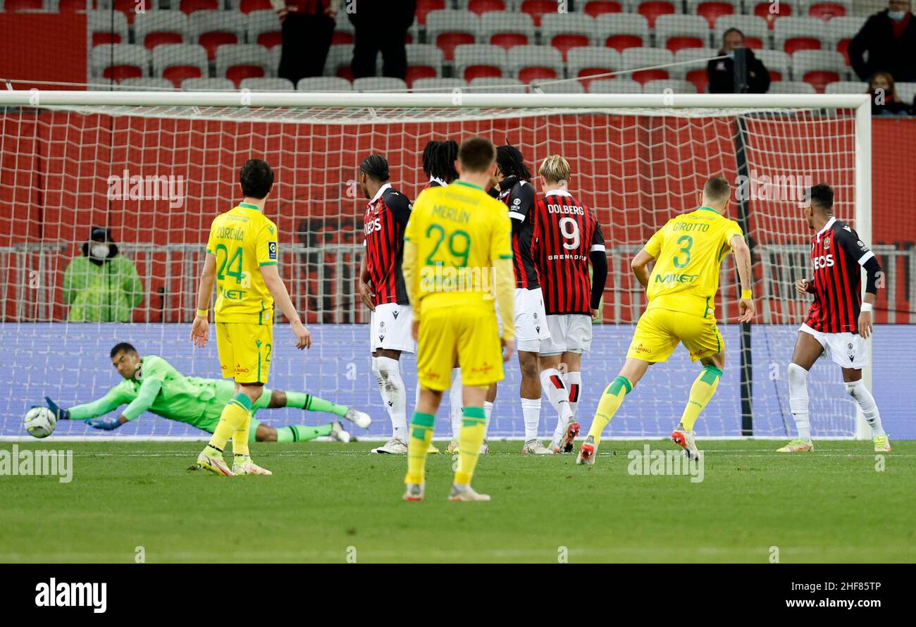 Soccer Football Ligue 1 Ogc Nice V Nantes Allianz Riviera Nice France January 14 22 Nantes Andrei Girotto Scores Their First Goal Reuters Eric Gaillard Stock Photo Alamy