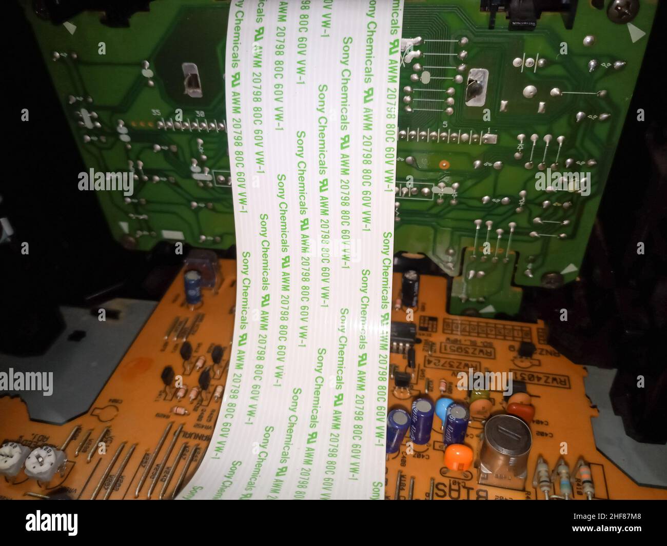 Details and diagrams of the cassette deck. Tape recorder repair Stock
