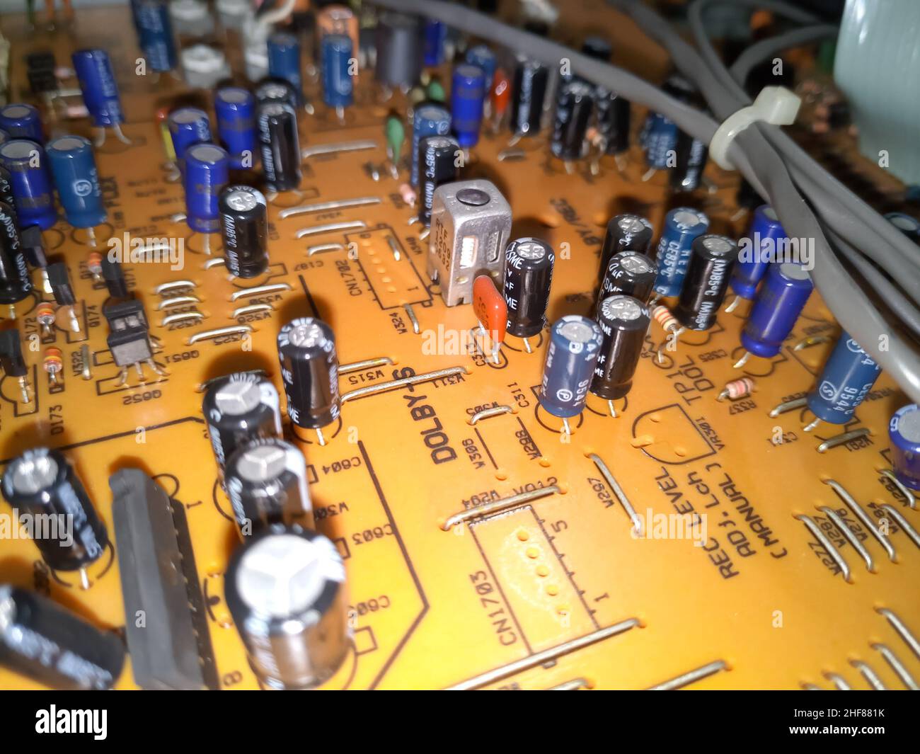 Details and diagrams of the cassette deck. Tape recorder repair Stock Photo Alamy