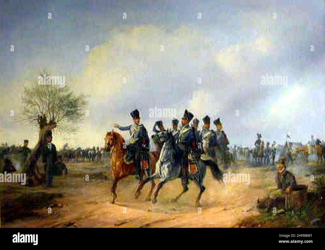 Julius Carl Schulz - Preußische Husaren im Manöver (1839). Stock Photo