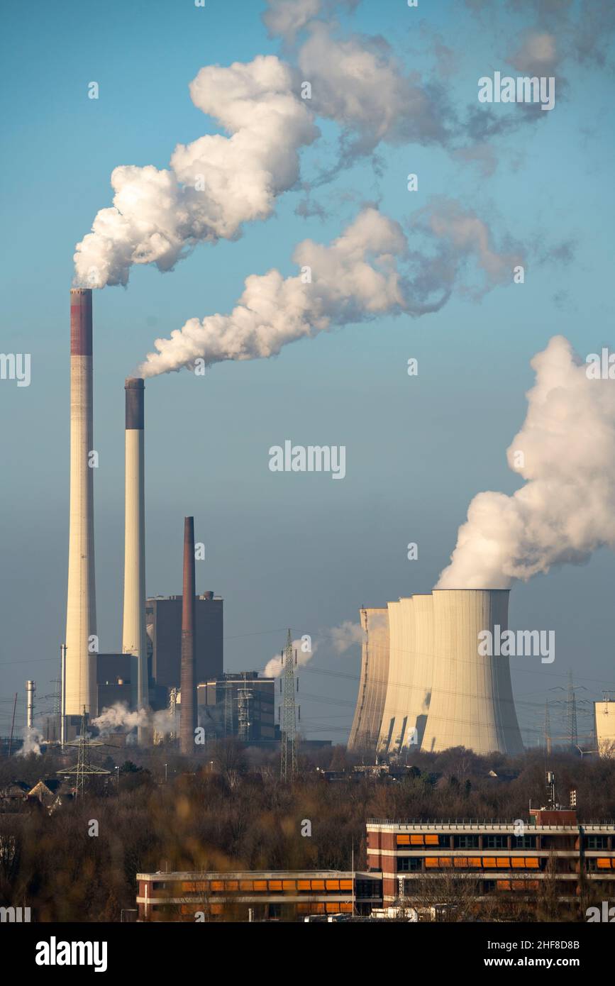 UNIPER coal-fired power plant Gelsenkirchen-Scholven, power plant units and cooling towers, NRW, Germany, Stock Photo