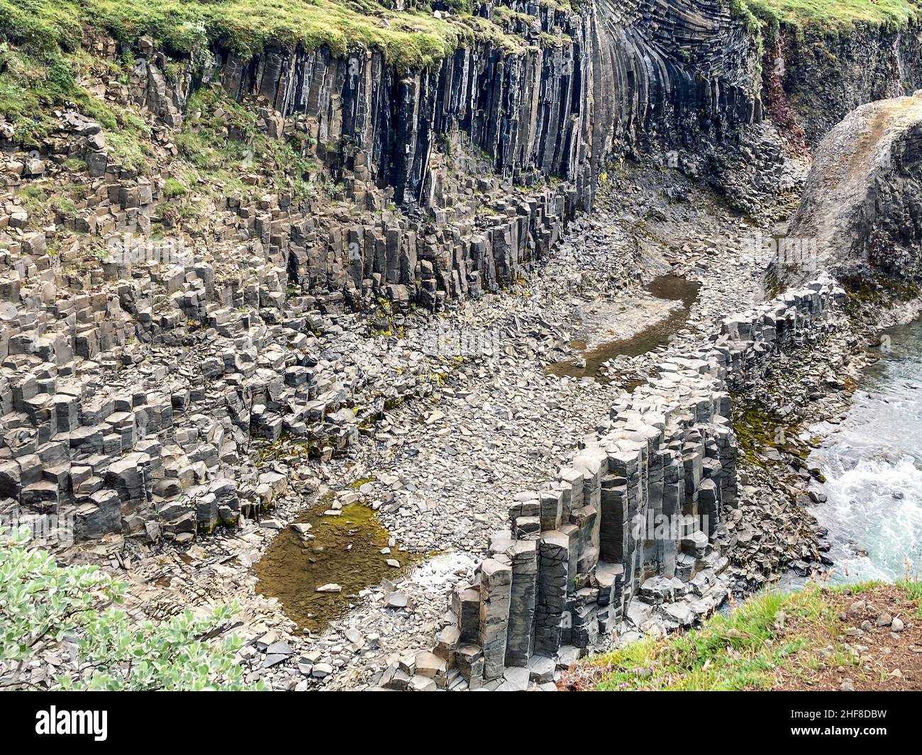 Basalt Rock Columns of Studlagil in the Jokuldalur Valley in Iceland Stock Photo