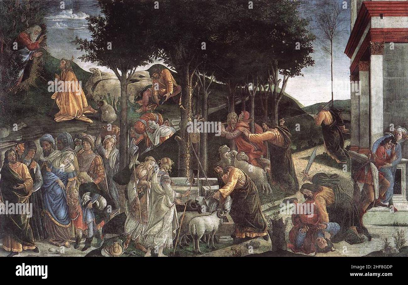 Sandro Botticelli - The Trials and Calling of Moses Stock Photo