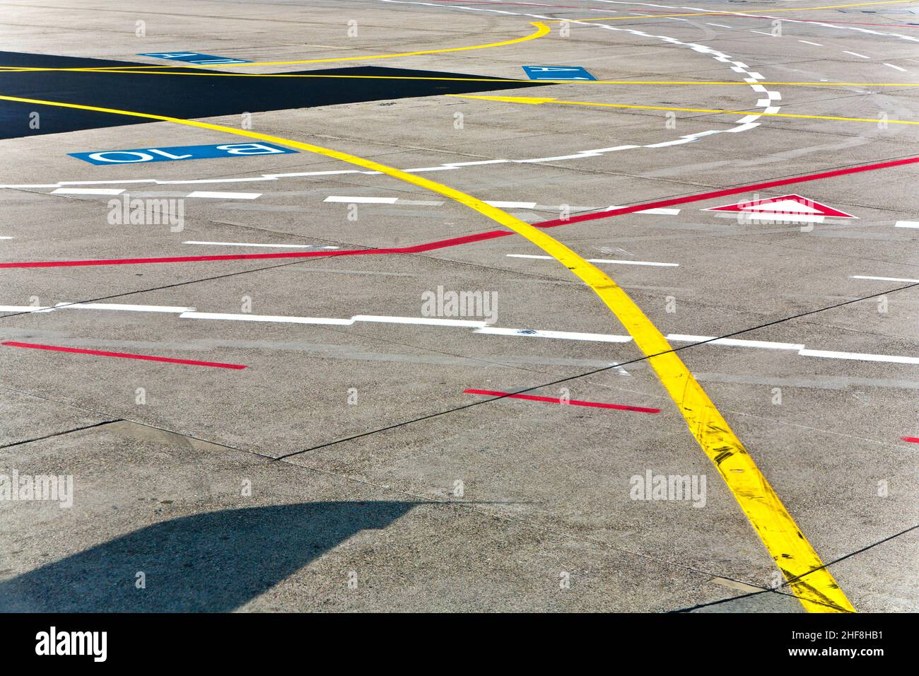 Marks on apron for aircraft orientation Stock Photo