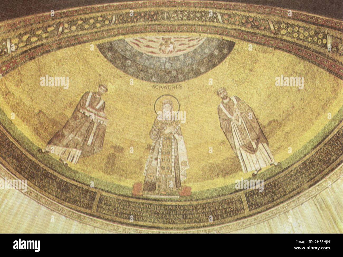 Sant'agnese fuori le mura, mosaico di sant'agnese e santi, 625-638. Stock Photo
