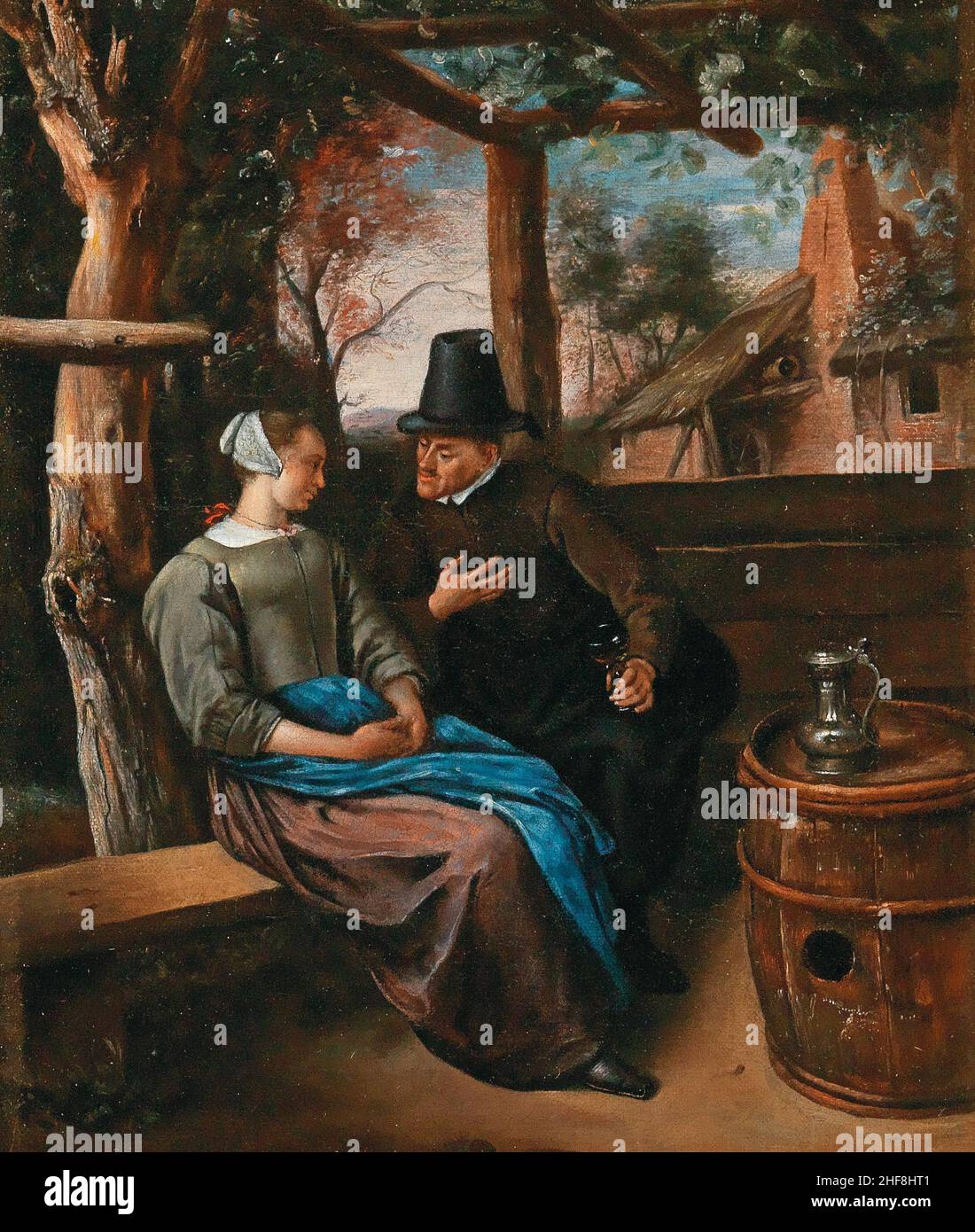 Attributed to Jan Steen (1626–1679) A suitor with a young woman Stock Photo