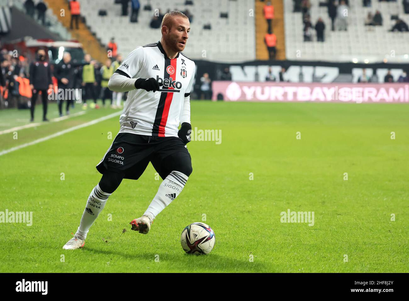 Istanbul, Turkey. 14th Jan, 2022. ISTANBUL, TURKEY - JANUARY 14: Valentin  Rosier of Besiktas JK runs with the ball during the Turkish Super Lig match  between Besiktas and Gaziantep FK at Vodafone