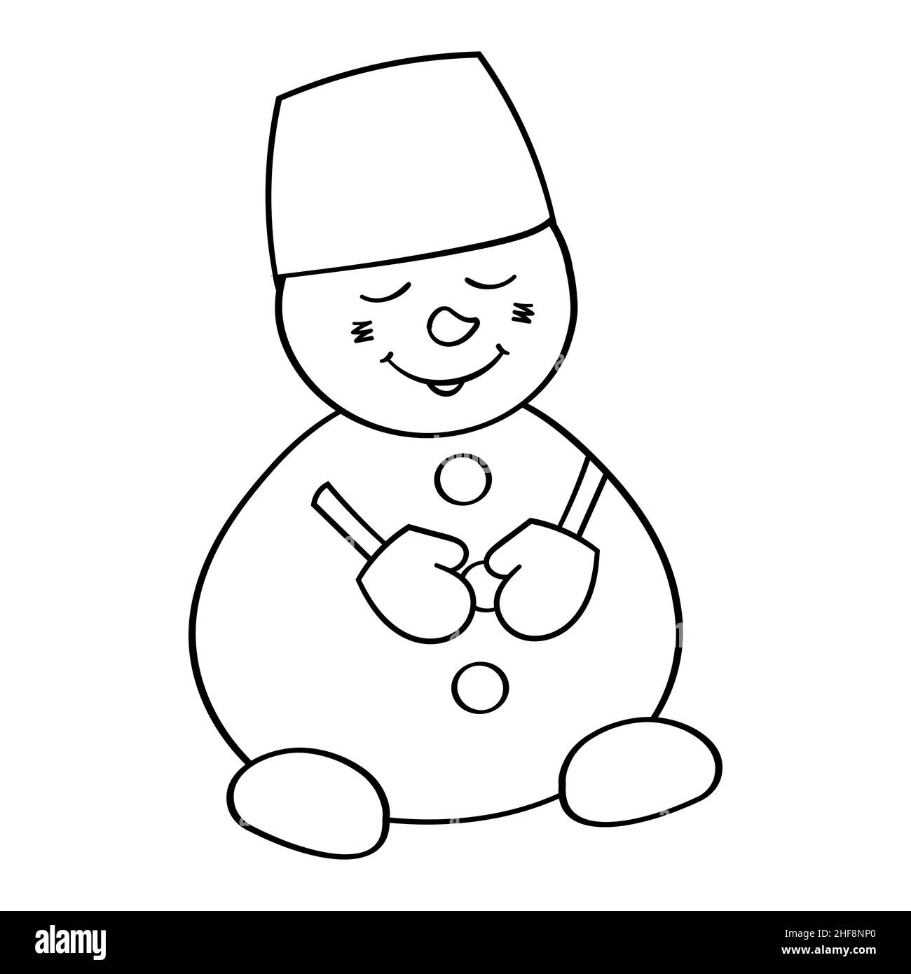 Vector coloring page with a cute snowman in a winter hat Stock Vector ...
