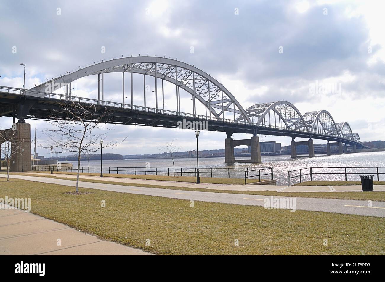 Centennial River Bridge at Davenport IL Stock Photo