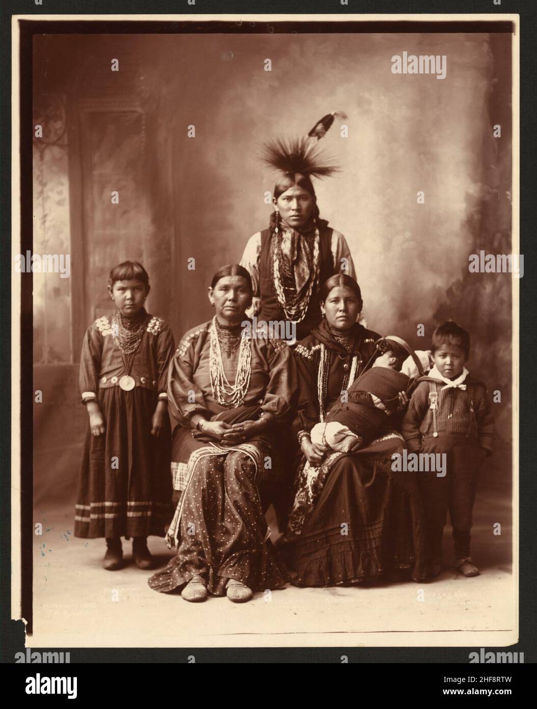 Sauk Indian family, full-length portrait) - F.A. Rinehart, Omaha Stock Photo