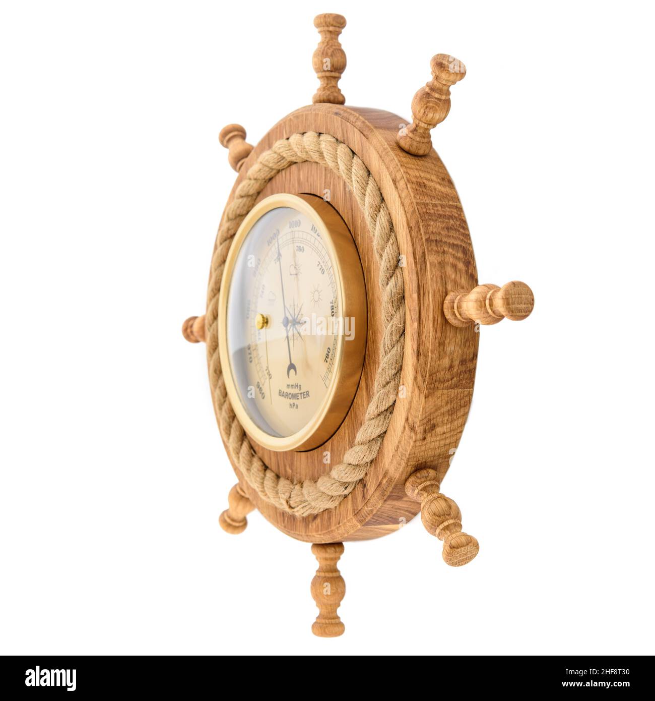 Vintage Nautical Style Wood Ship Wheel Wall Clock 