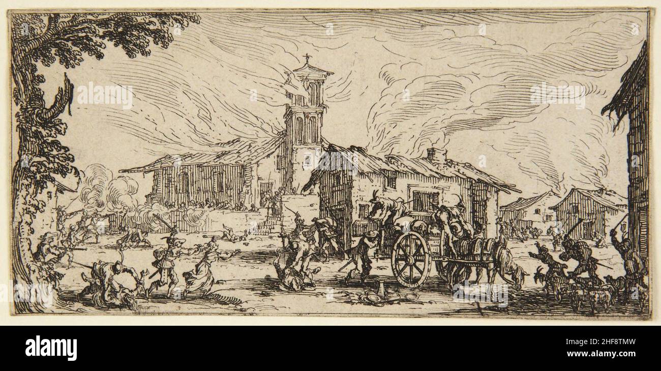 Burning a Village, 1632 Jacques Callot, French, 1592–1635 Stock Photo