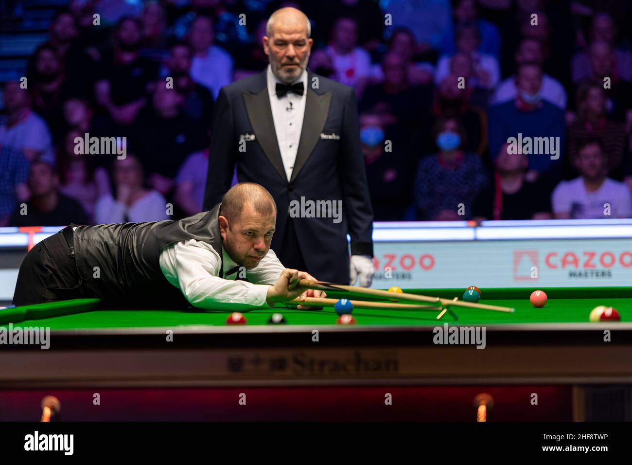 London, UK. 14th Jan, 2022. Barry Hawkins v Mark Selby during the 2022 Cazoo Master at Alexandra Palace on Friday, January 14, 2022 in LONDON ENGLAND. Credit: Taka G Wu/Alamy Live News Stock Photo