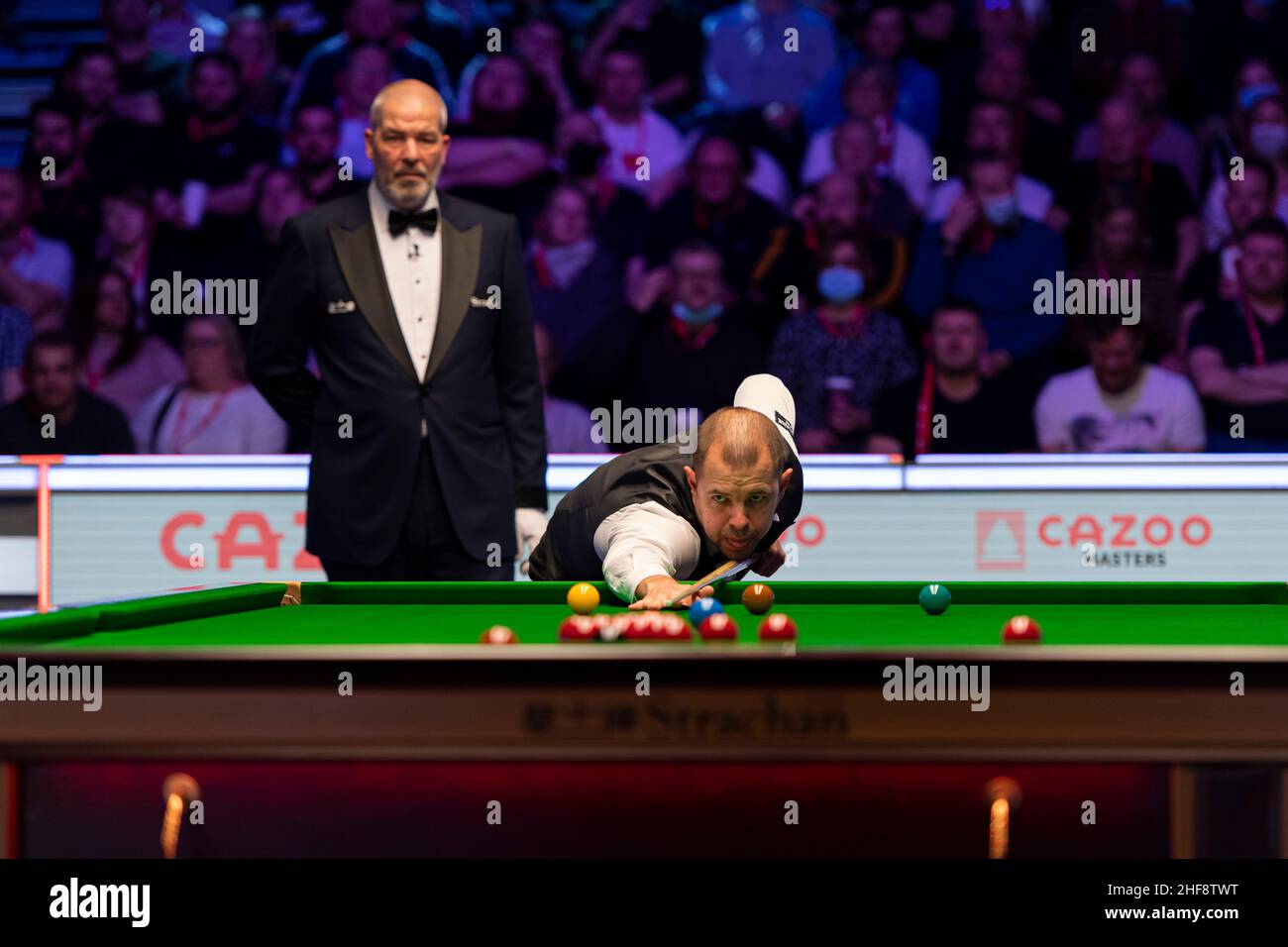 London, UK. 14th Jan, 2022. Barry Hawkins v Mark Selby during the 2022 Cazoo Master at Alexandra Palace on Friday, January 14, 2022 in LONDON ENGLAND. Credit: Taka G Wu/Alamy Live News Stock Photo