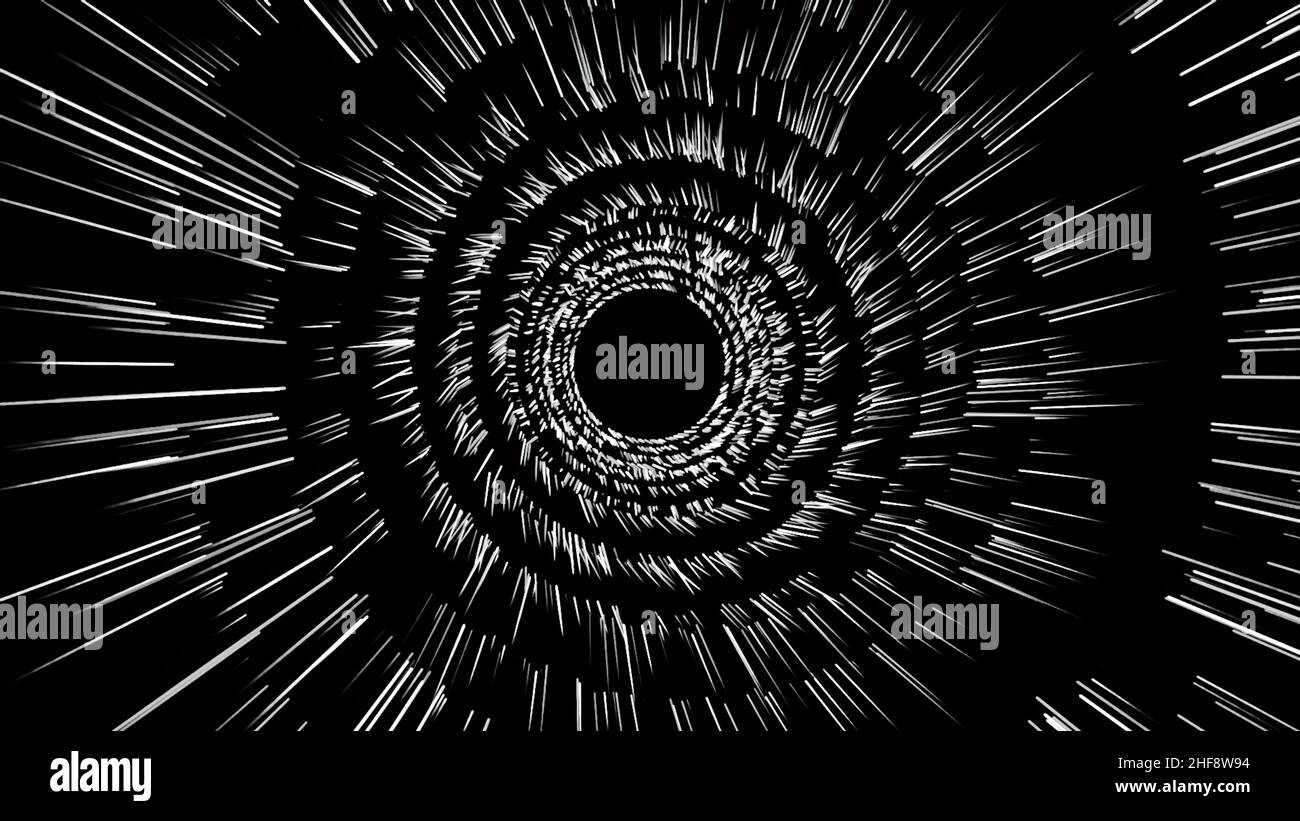 Abstract rotating hypnotic white spiral on black background, seamless ...