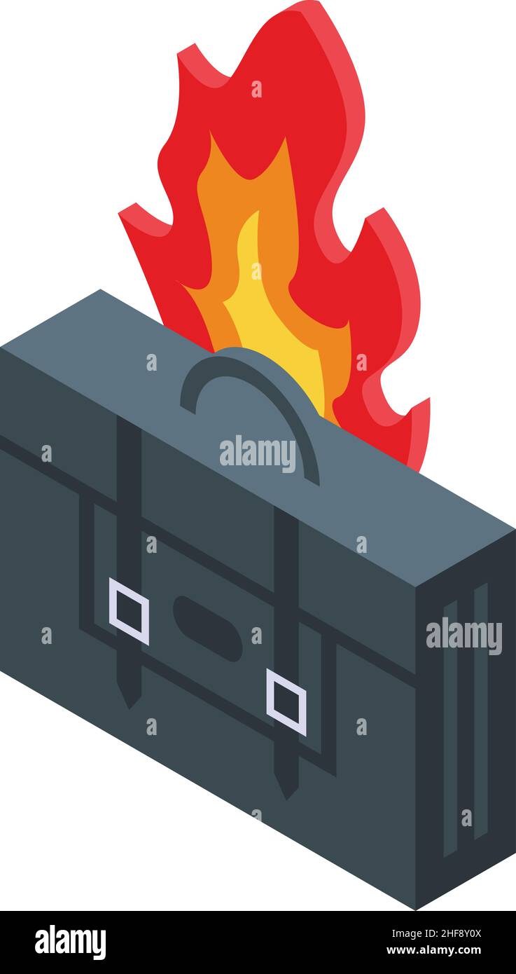 Fired briefcase icon isometric vector. Rush work. Office time Stock Vector