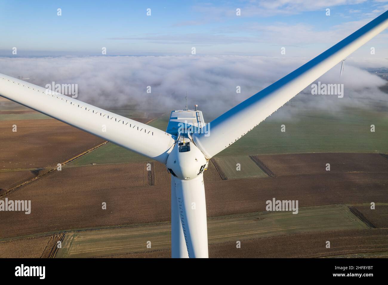 Aerial view of windmill Stock Photo