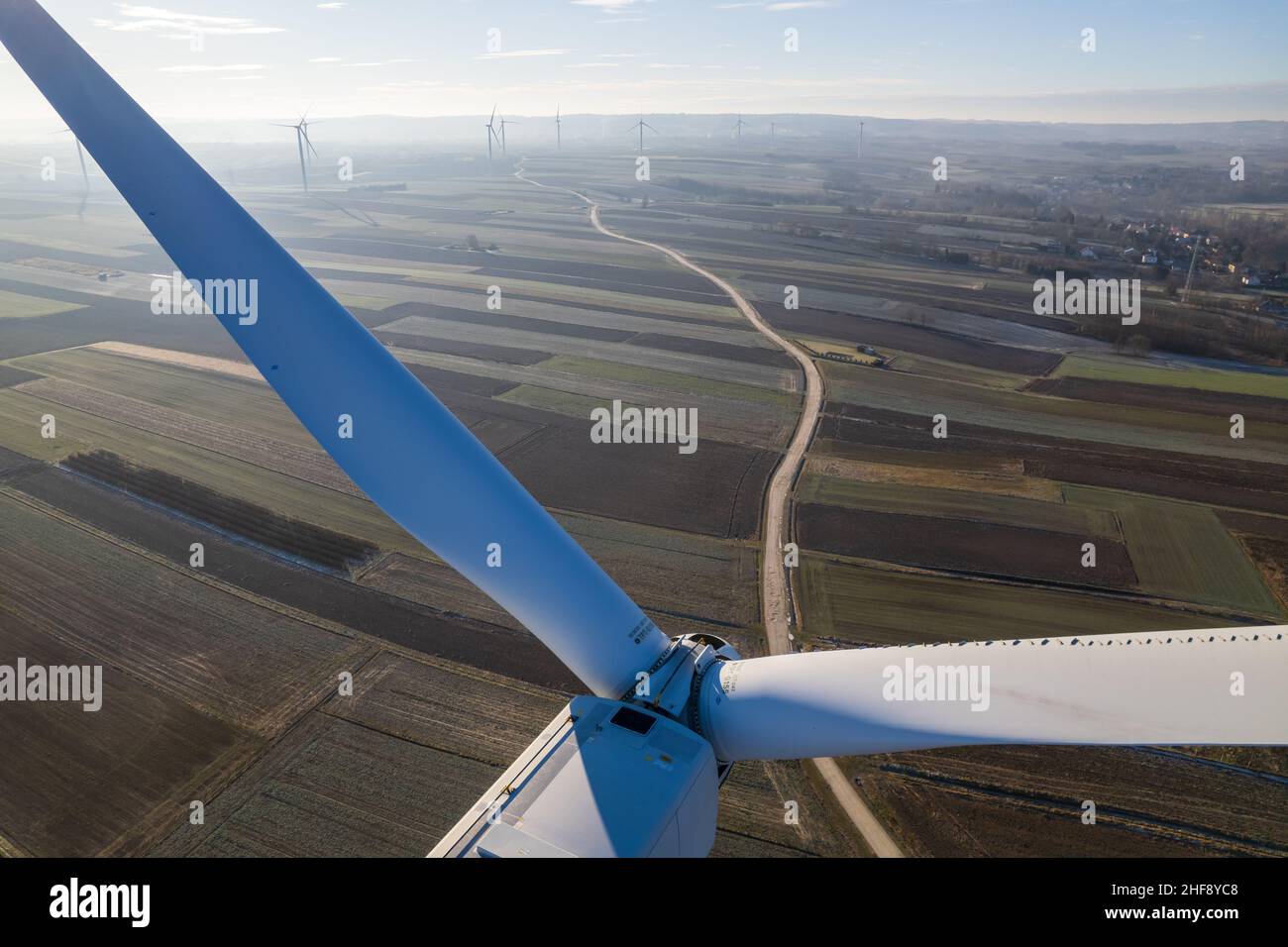 Aerial view of windmill Stock Photo
