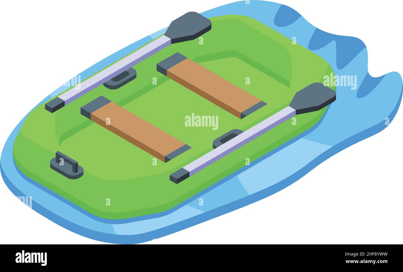 Rubber boat icon isometric vector. Water lifeboat. River ship Stock Vector