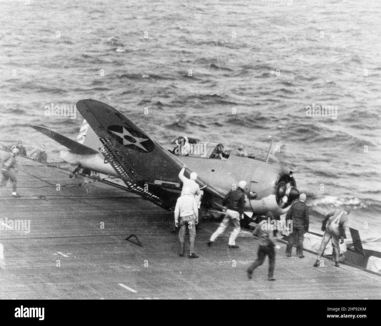 SBD crash USS Enterprise 1942 Stock Photo Alamy