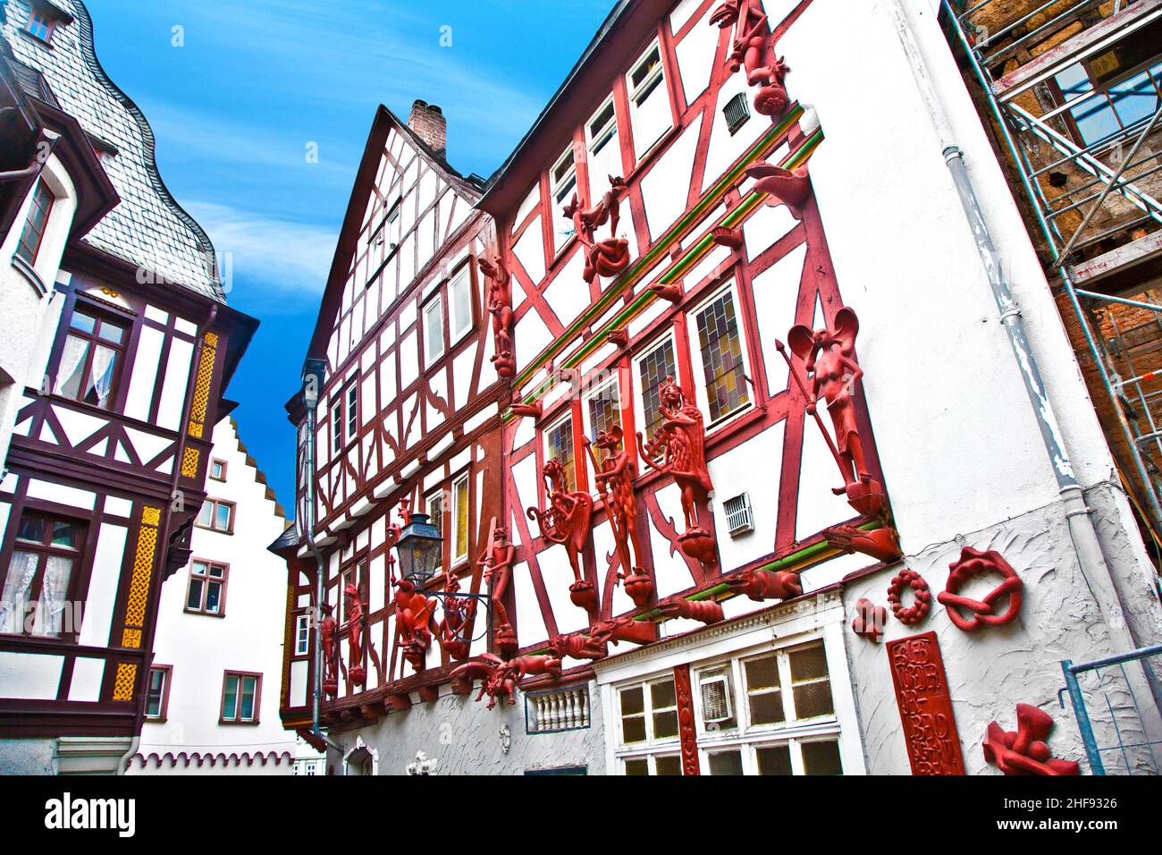 half timberred old houses in Limburg Stock Photo