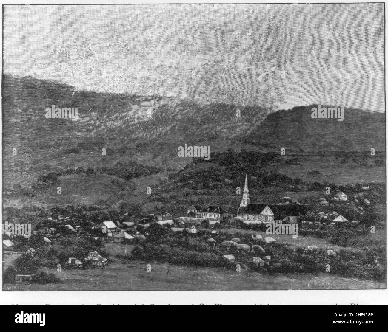 Scenes of St. Pierre, Martinique, before the 1902 eruption of Mount ...