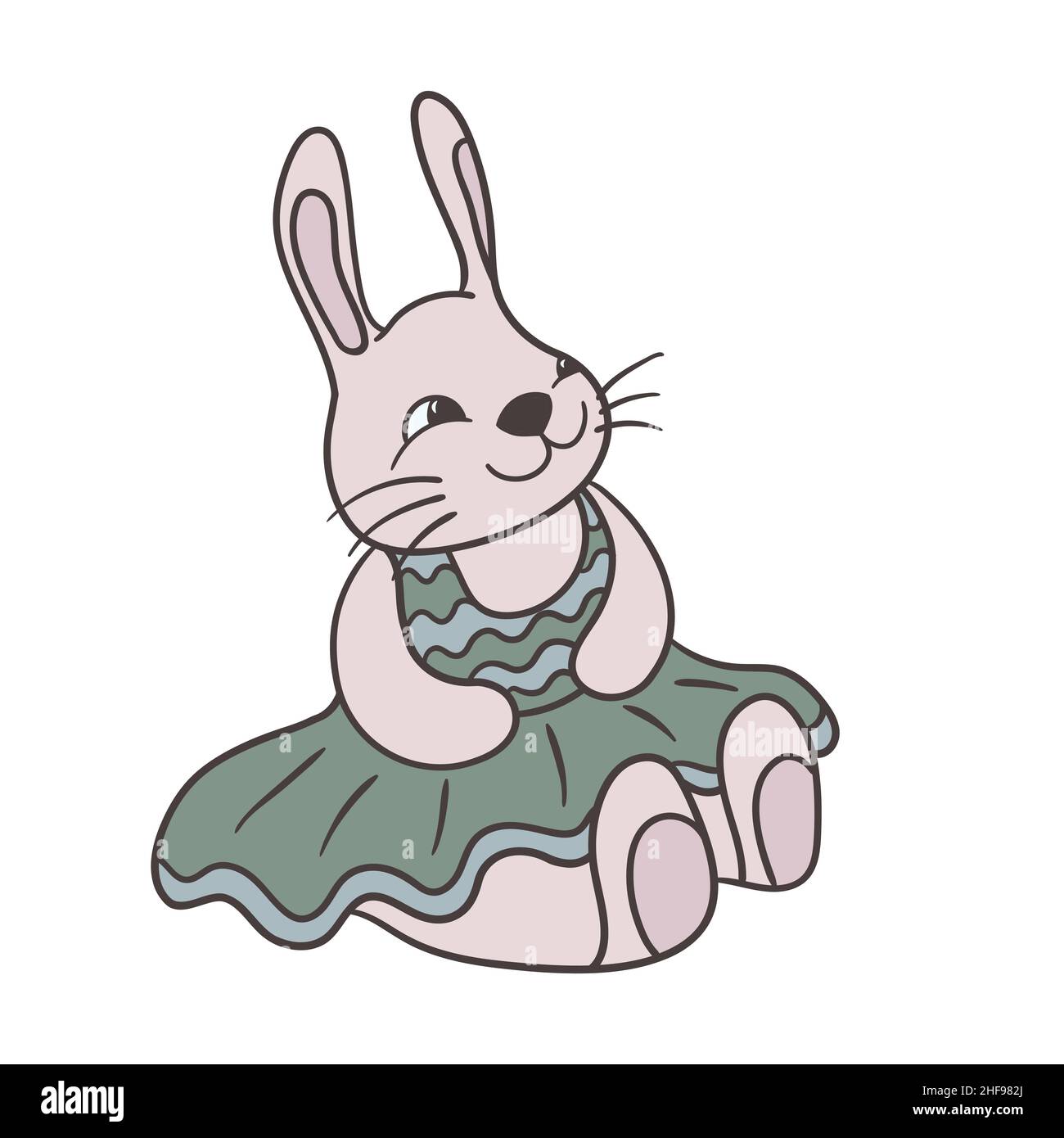 Cute toy bunny in a dress. Vector illustration Stock Vector Image & Art