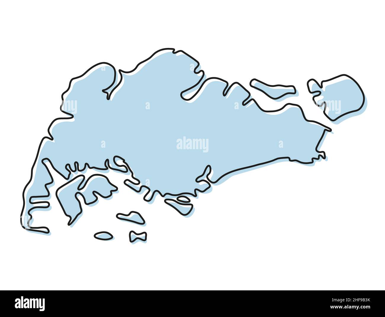 Blank Map Of Singapore Stylized Simple Outline Map Of Singapore Icon. Blue Sketch Map Of Singapore  Illustration Stock Photo - Alamy