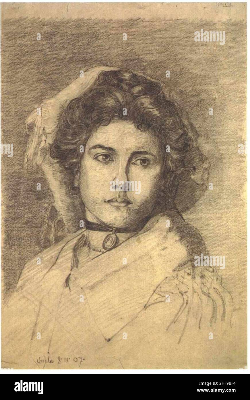Schiele - Bildnis einer Dame mit Halsband und Medallion - 1907. Stock Photo