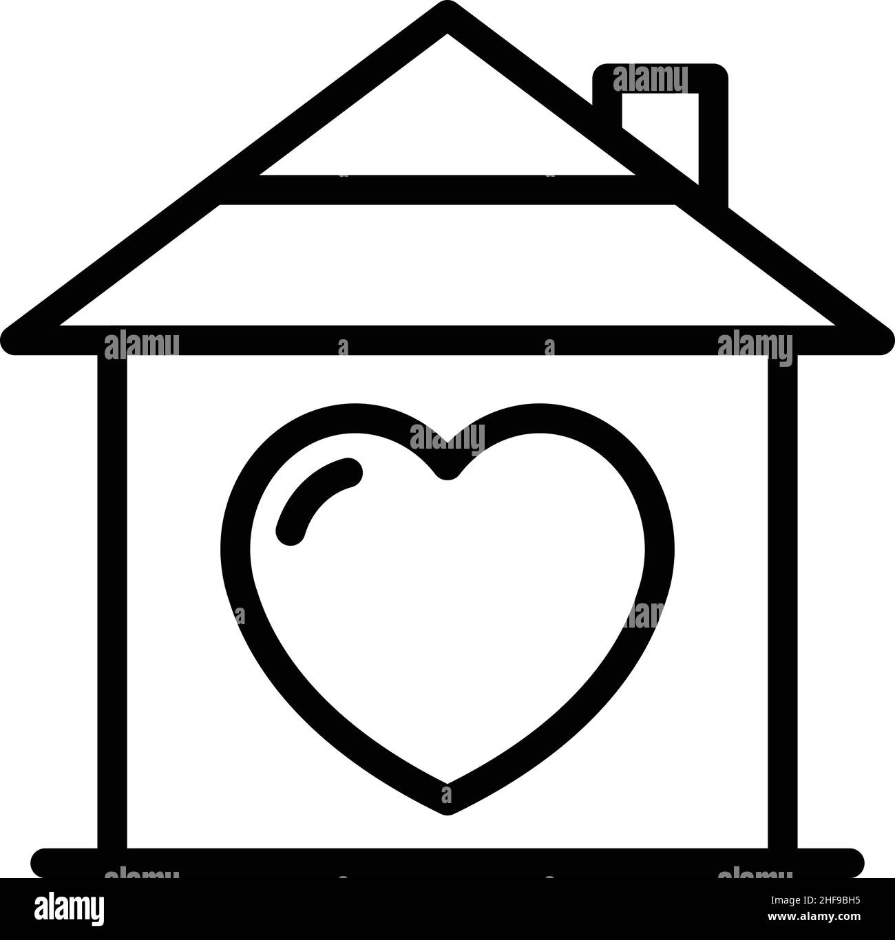 Lovely home icon outline vector. Love heart. Happy roof Stock Vector ...