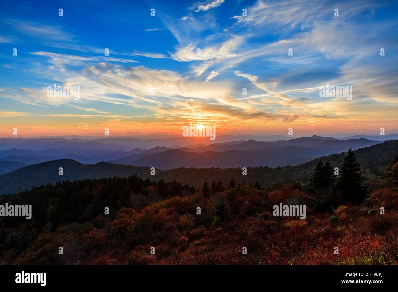 Sun Blue Ridge Taken on the Blue Ridge Parkway just as the sun was setting Stock Photo ...