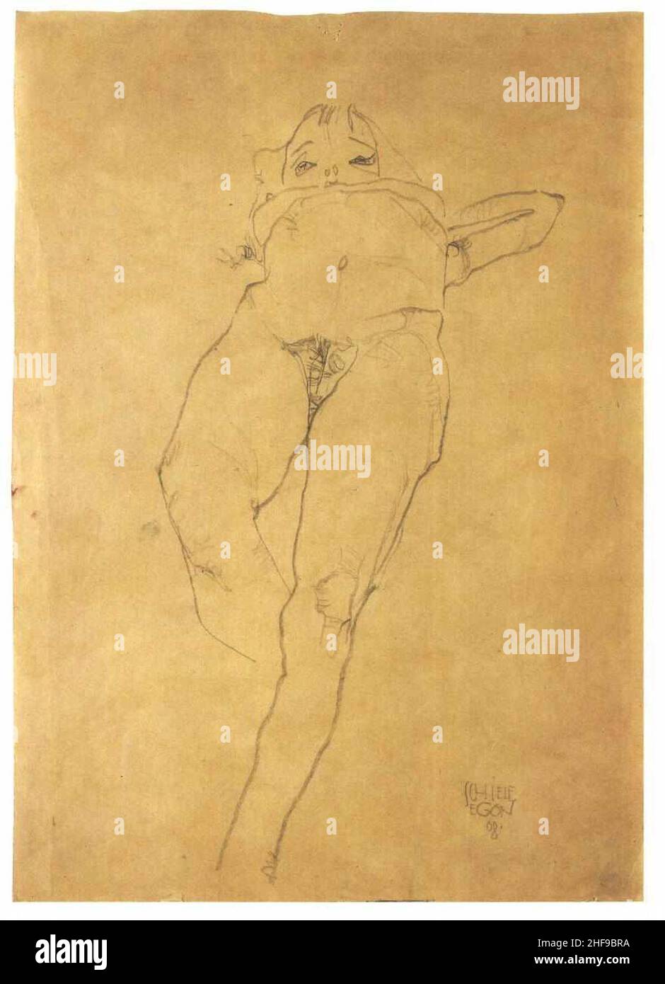 Schiele - Liegendes krankes Mädchen - 1908. Stock Photo