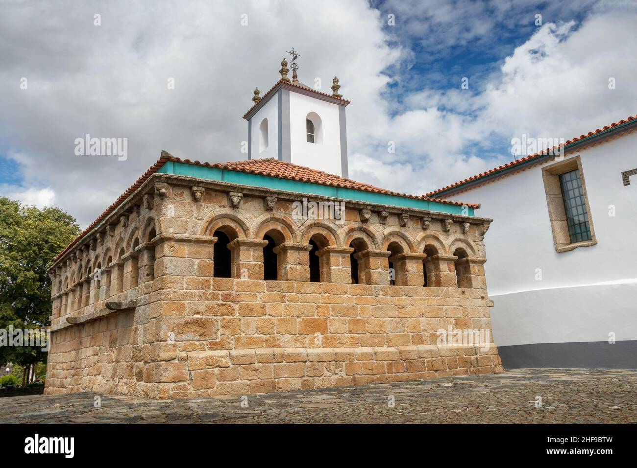 Domus Municipalis building in the city of Bragança in Portugal. Stock Photo