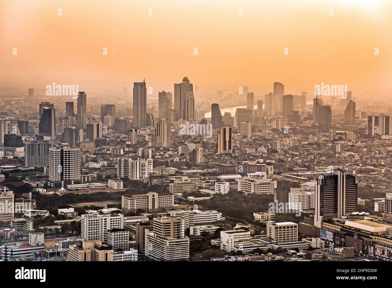View across Bangkok skyline showing in sunset Stock Photo - Alamy