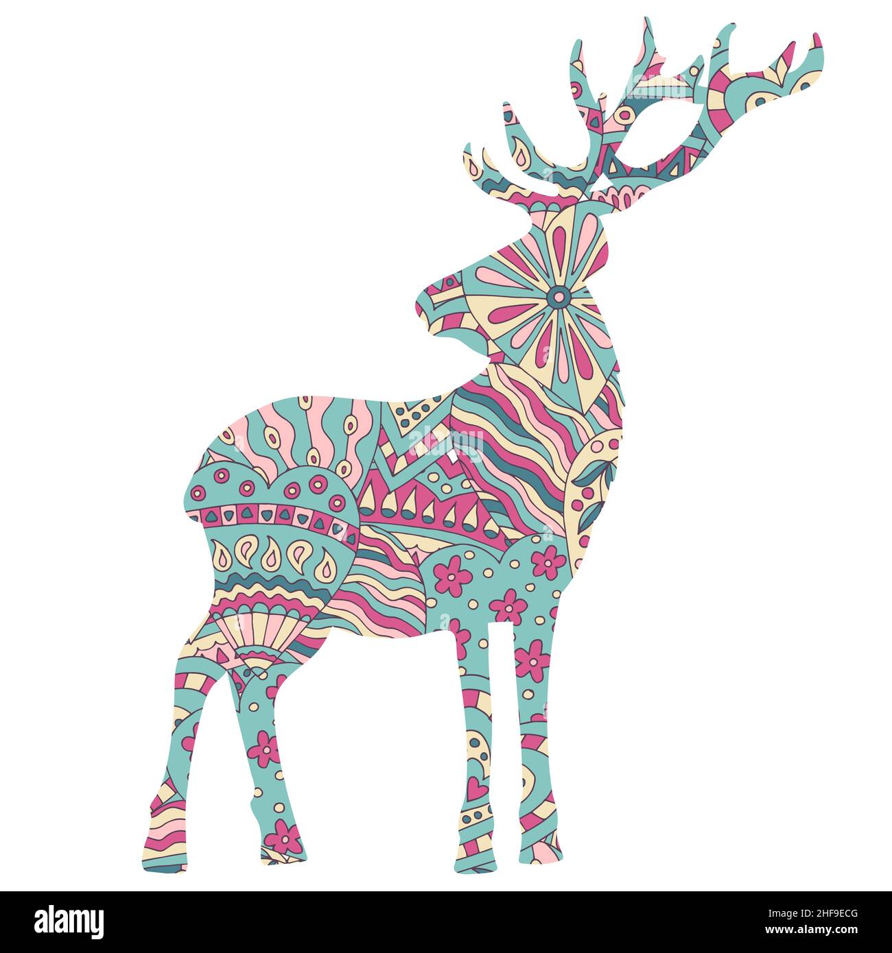 Deer Abstract Pattern Vector deer with a hand-drawn colored abstract pattern Stock Vector ...