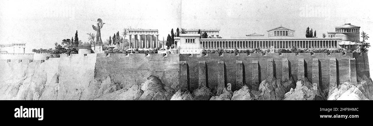 Schinkel – Acropolis Palace – Schnitt B–C nach der Druckfassung. Stock Photo
