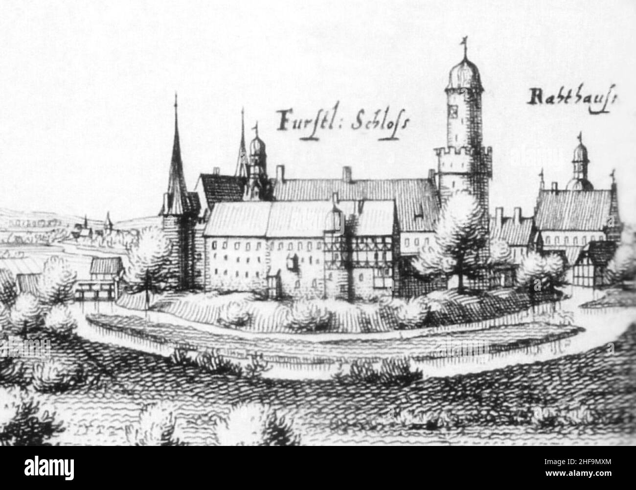 Schloss Lüchow Merian 1654 Stock Photo Alamy