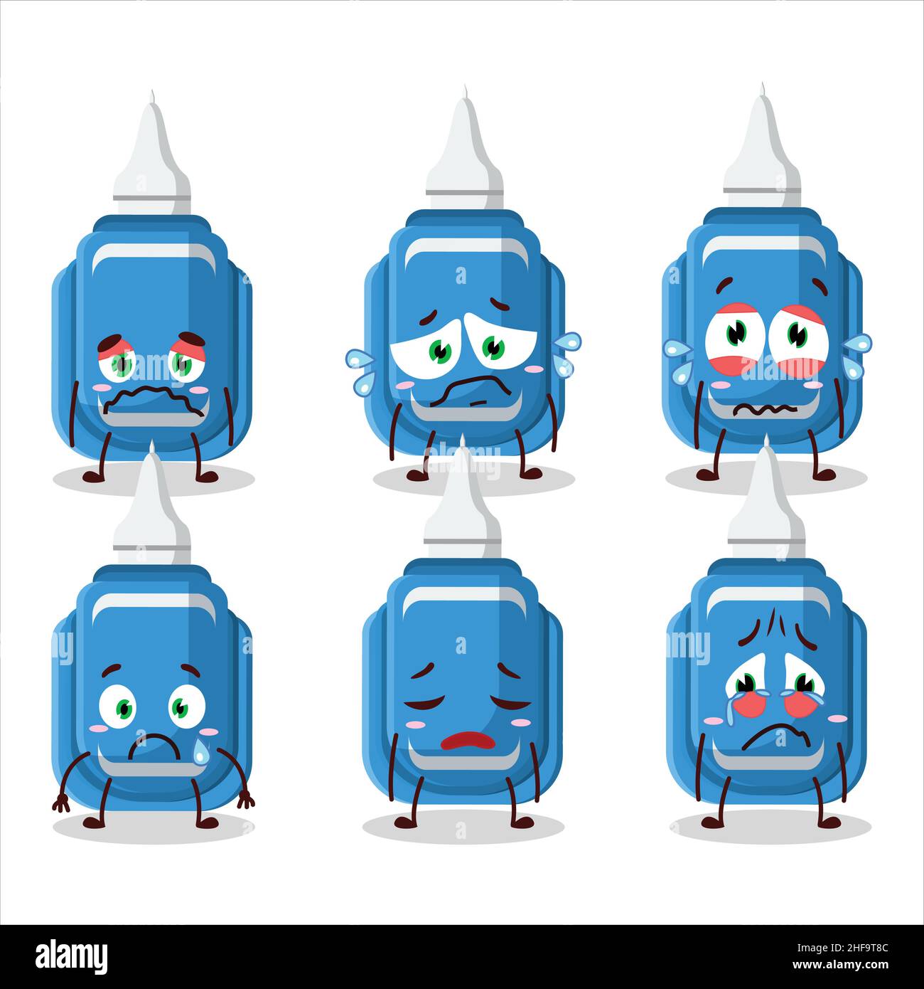 Blue correction pen cartoon character with sad expression. Vector ...