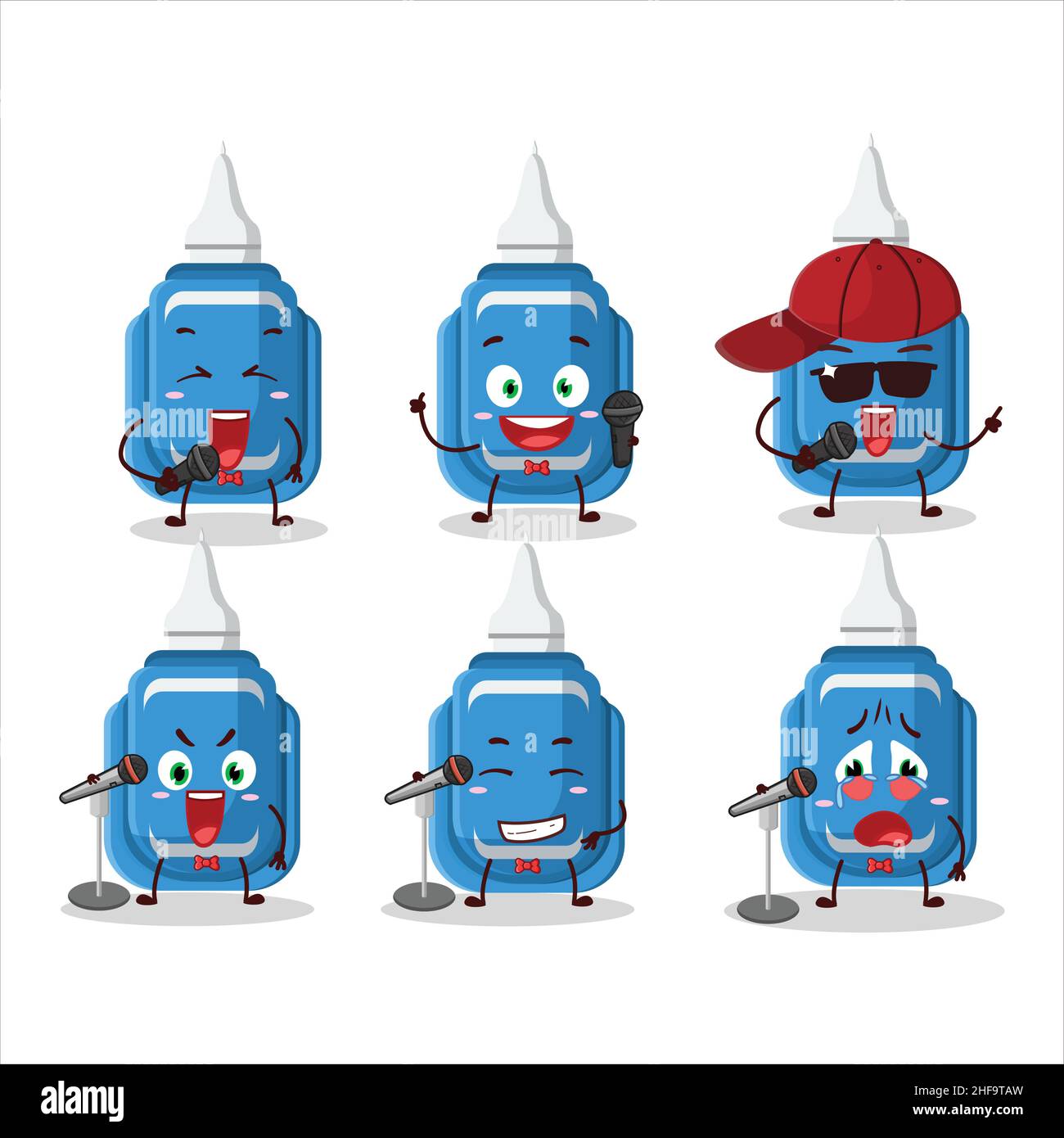 A Cute Cartoon design concept of blue correction pen singing a famous ...