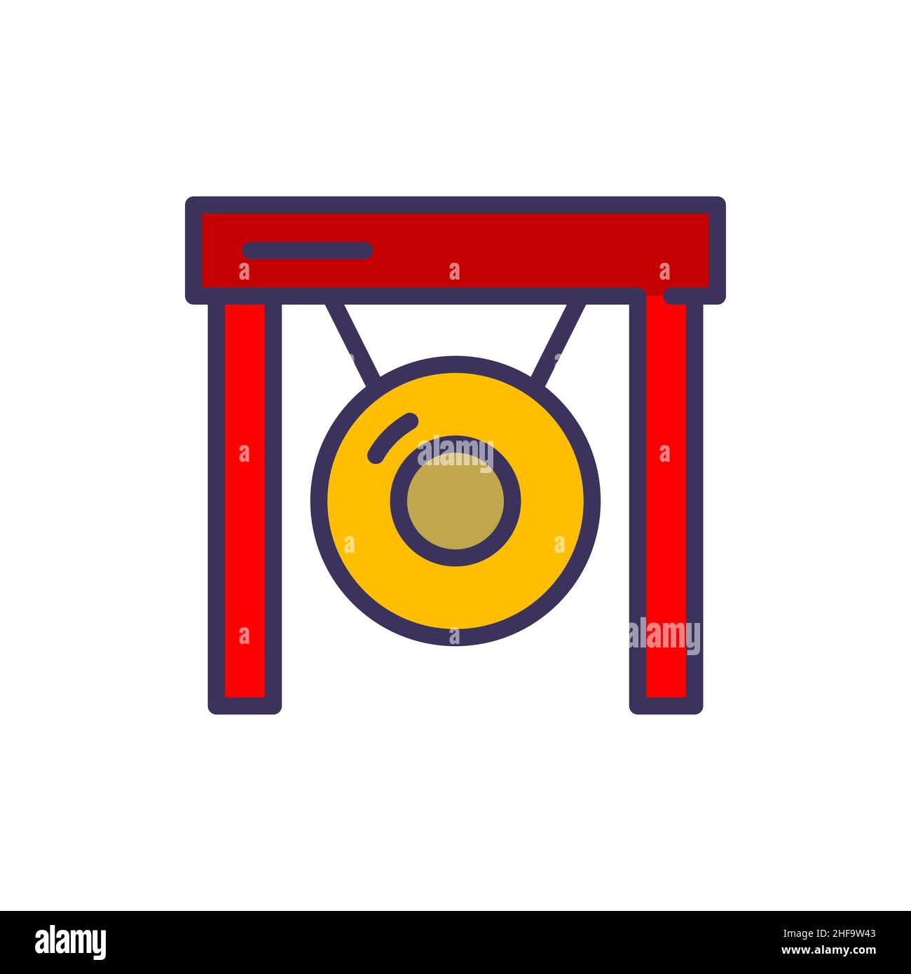Gong color icon. Pixel perfect, editable stroke Stock Vector