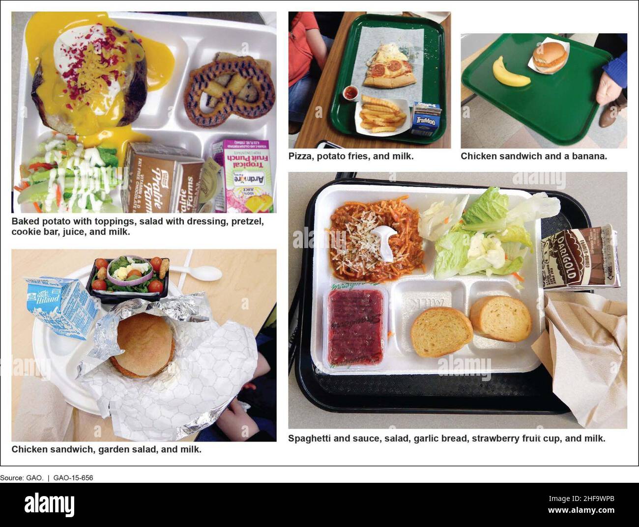 School Nutrition - Lunches Provided Pursuant to the New Content and Nutrition Requirements. Stock Photo