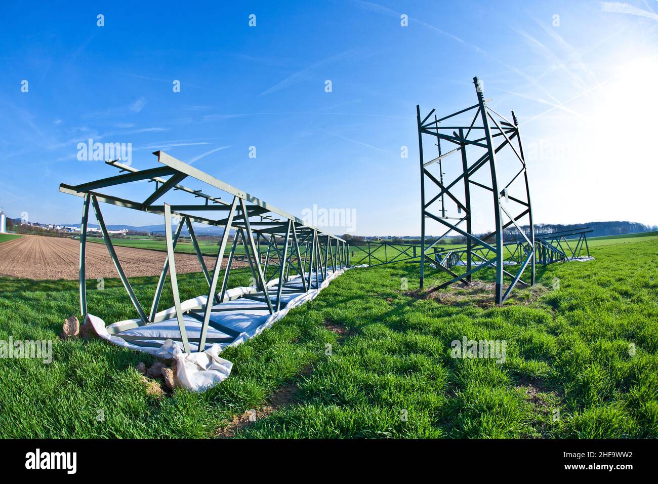 construction site with electrical tower Stock Photo - Alamy